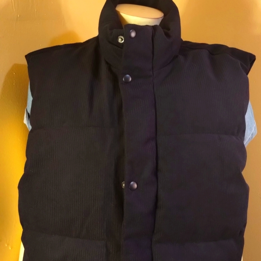 Black Quilted Puffy Vest with High Collar